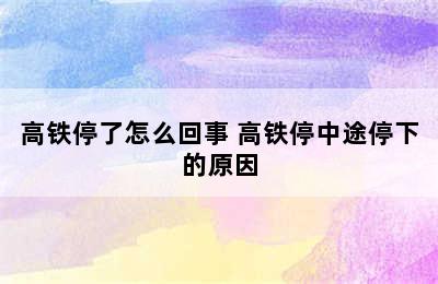 高铁停了怎么回事 高铁停中途停下的原因